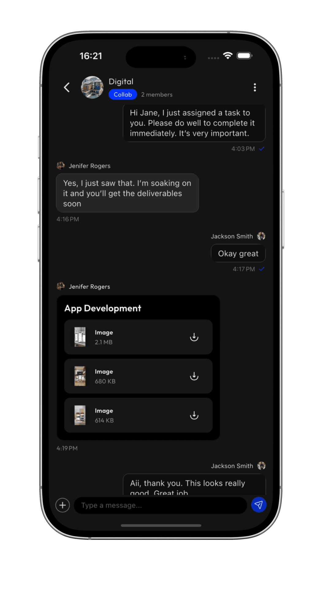 Kliqture Collab Room showing conversation and project deliverables